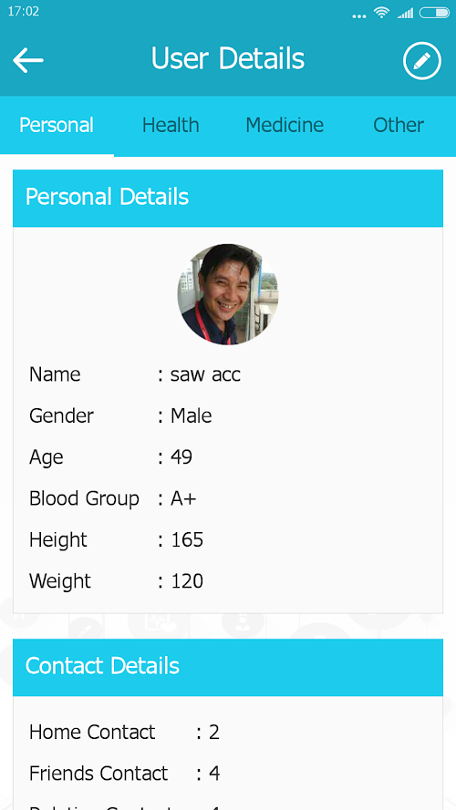 Android application MYHEALTHRECORD screenshort