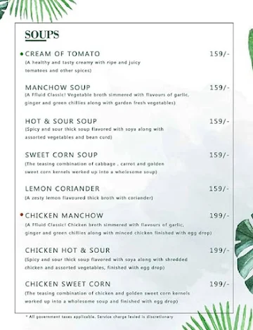 Fluid Cafe menu 