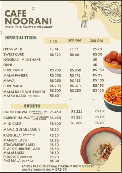 Cafe Noorani And Milk Darbar menu 