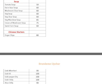 Brundavan Upachar menu 