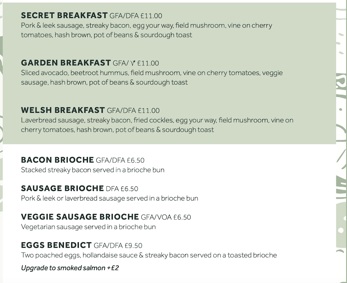 Breakfast Menu March 2024