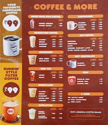 Dunkin' menu 