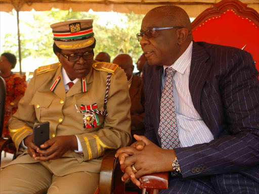 Vihiga county commissioner Pauline Dola and Governor Moses Akaranga during the Mashujaa Day celebrations in Mbale Municipal grounds on ursday /JOSEPH JAMENYA