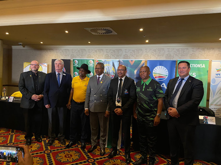 United Independent Movement leader Neil de Beer, FF Plus leader Pieter Groenewald, Independent South African National Civic Organisation's Zukile Luyenge, the IFP's Velenkosini Hlabisa, Spectrum National Party leader Christopher Claasen, Action SA's Herman Mashaba and DA leader John Steenhuisen gathered at a national convention in Kempton Park on Wednesday to map out a pact that seeks to unseat the ANC.