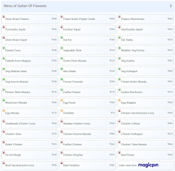 Sultan Of Flavours menu 