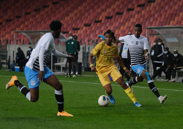 Siyethemba Sithebe during the COSAFA Cup match between South Africa and Botswana at Nelson Mandela Stadium on July 06, 2021 in Gqeberha.