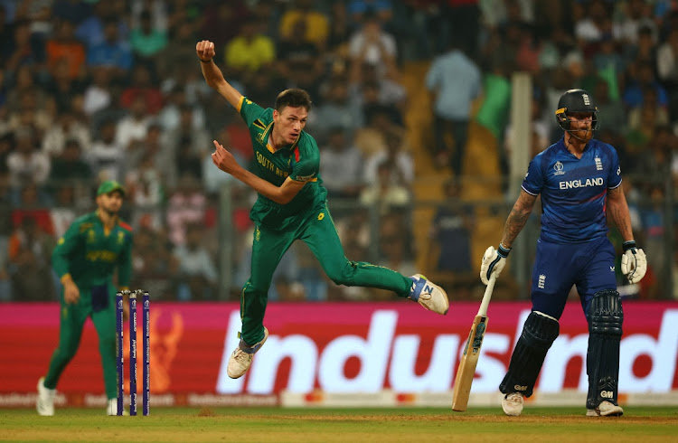 South Africa's Marco Jansen in action against England at the Wankhede Stadium in Mumbai, India, October 21 2023. Picture: ANDREW BOYERS/REUTERS