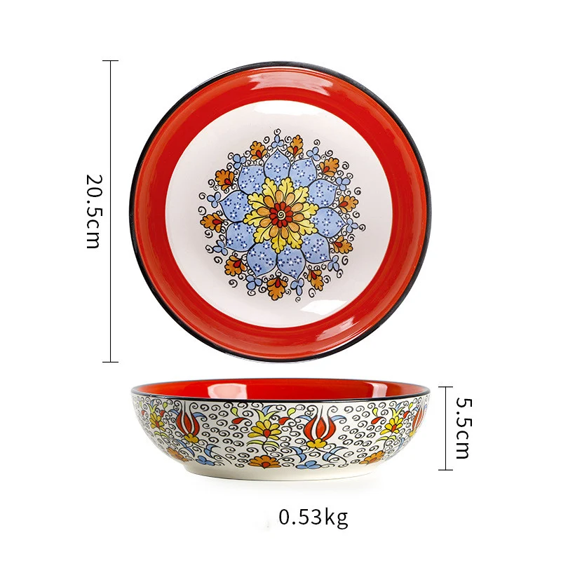 Assiette en céramique ronde peinte à la main de 8 pouces pour la maison, créative, idéale pour servir et décorer vos repas.