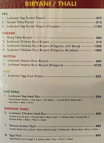 The Biryani Life menu 