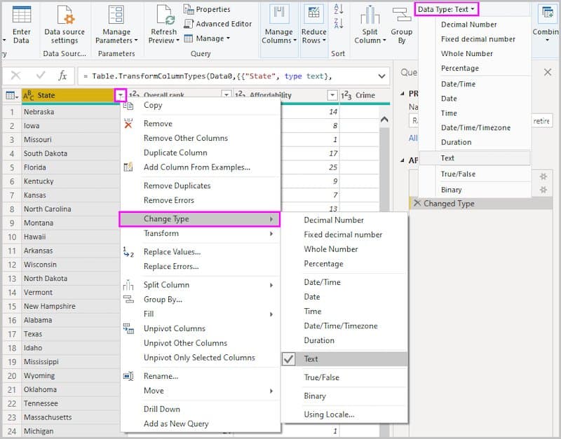 Power BI: veri türünü değiştirin