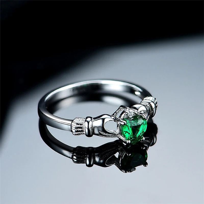 925 Zilveren Ring met Kleurrijk Glas en Liefdeskroon, Europese en Amerikaanse Stijl, Prachtige Mode Sieraden.