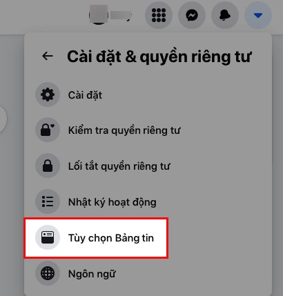 Chọn Tùy chọn Bảng tin