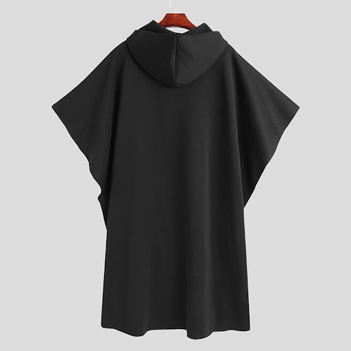 Title 10, Mens Fashion Cloak Coat Hooded Solid Loose Str...
