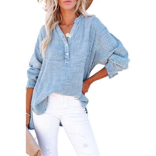 Title 5, Womens Fashion Loose Casual Solid Color Pleate...