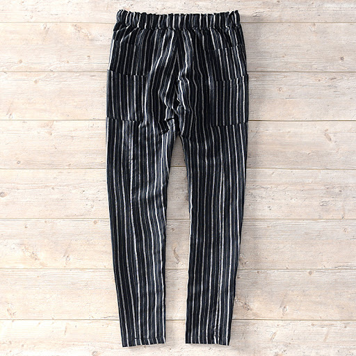 Title 5, Striped Linen Casual Trousers with Elastic Wais...