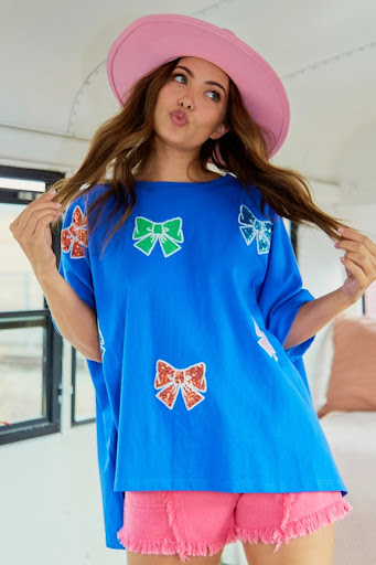Title 7, Bow Sequined Top Loose Women