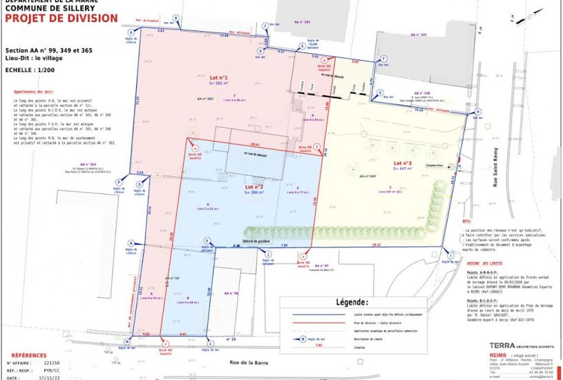  Vente Terrain à bâtir - à Sillery (51500) 