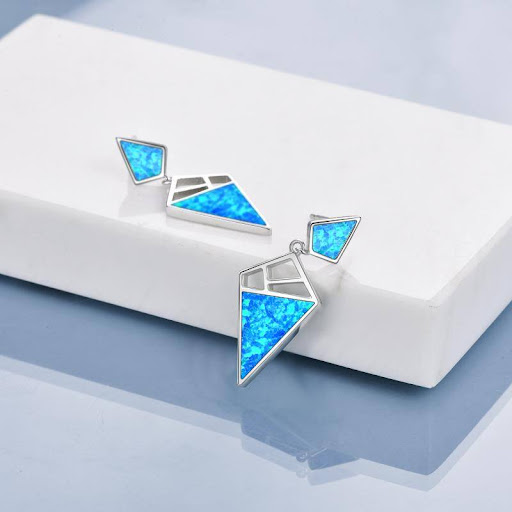 Title 8, 925 Sterling Silver Geometric With Opal Dangle ...