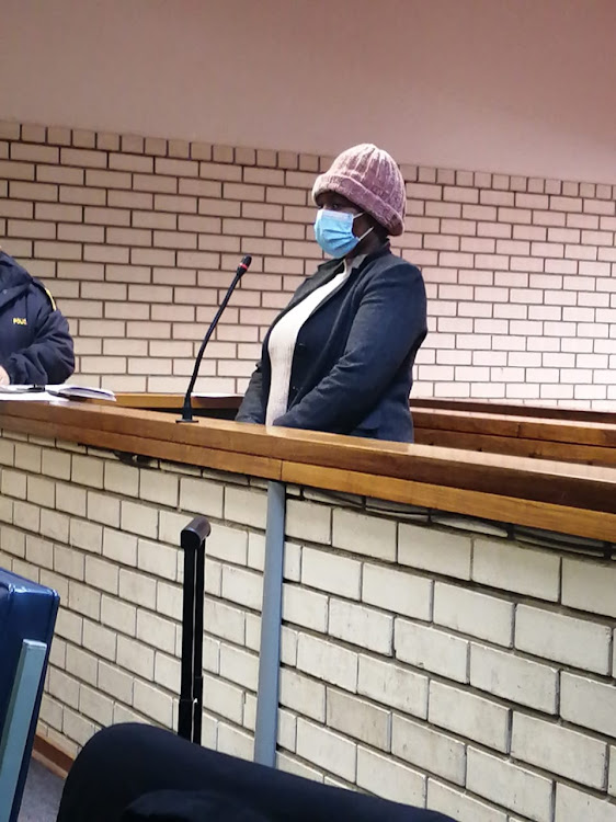 Traditional healer Elizabeth Nonhlahla Chabalala at the Pretoria North magistrate's court. She is facing a a charge of possession of ammunition which was allegedly stolen by a Hawks official,.