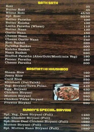 Sunny Da Dhaba menu 