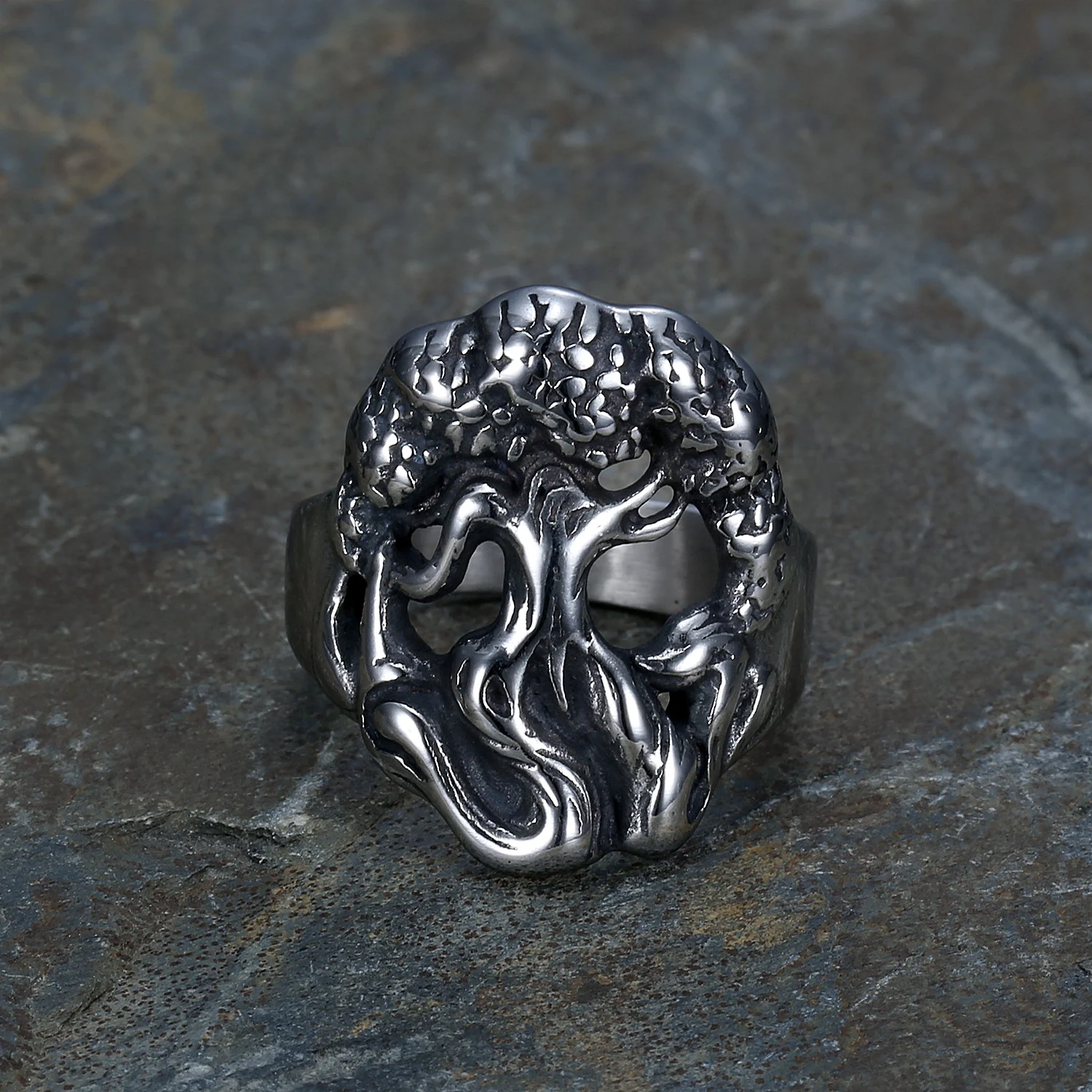 Title 5, Titanium ring met levensboom vorm, religieus to...