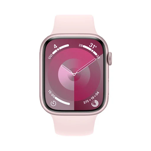 Đồng hồ Apple Watch Series 9 4G 45mm Pink (Vỏ Nhôm Dây Silicone - S/M) (MRMK3SA/A)