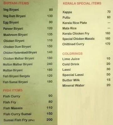 AKM Canteen menu 