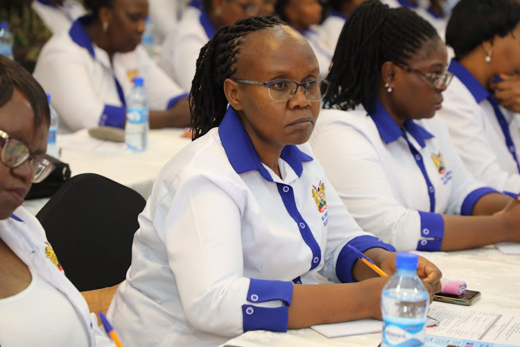 Officials during the launch of Public Service Mental Health Champions Initiative by Public Service, Gender and Affirmative Action CS Aisha Jumwa at the KICC on February 24,2023.