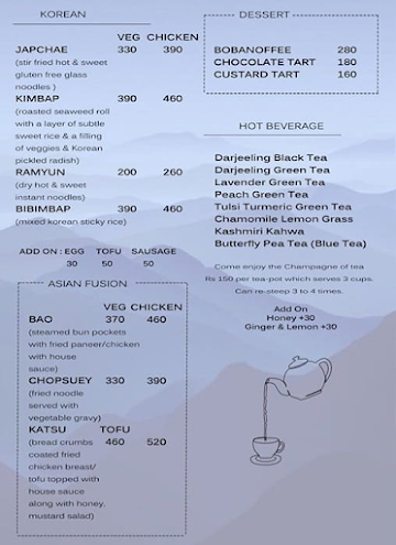 Darjeeling Steamers menu 