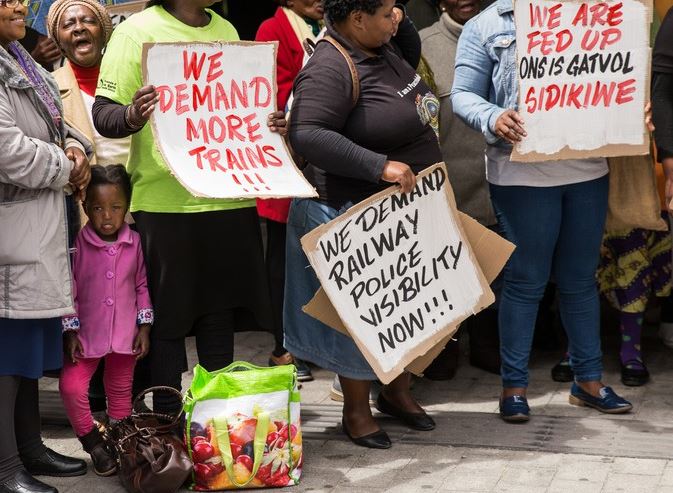 About 50 supporters of Public Transport Voice, the Treatment Action Campaign and Right2Know Campaign marched through Cape Town train station to protest against the deteriorating railway system.