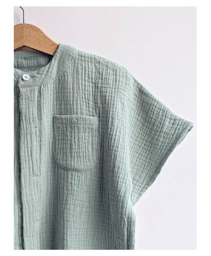 Title 16, Cotton Double Layer Gauze Shirt Boy Casual Shor...