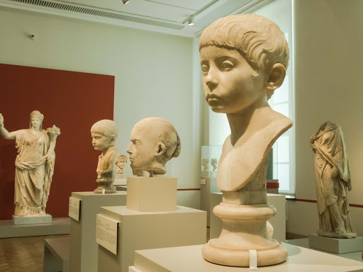 Ancient Greek busts in the Altes Museum in Berlin. 