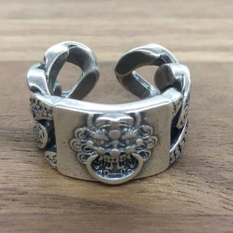 Anillo Retro Pixiu para Hombre Atrae Riqueza y Fortuna Diseño Exclusivo Feng Shui Amuleto Protección Prosperidad Joyería Masculina.