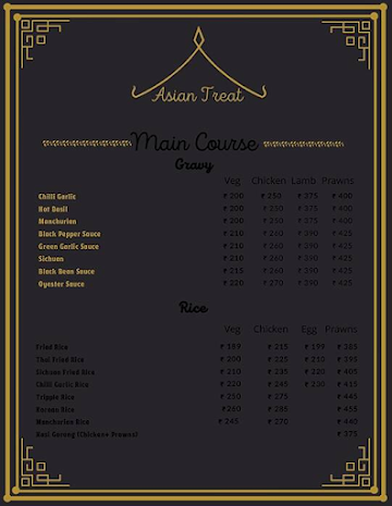 Asian Treat menu 