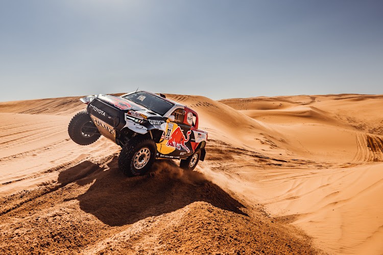 Nasser Al-Attiyah leads the Dakar Rally in the SA-built Toyota Hilux.