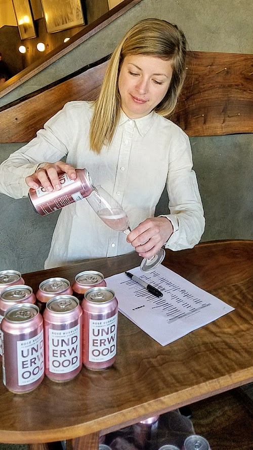 Greeting at check-in with sparkling rose by Union Wine Co at the Chefs Week PDX 2017 Heritage Dinner at Chesa on May 7th