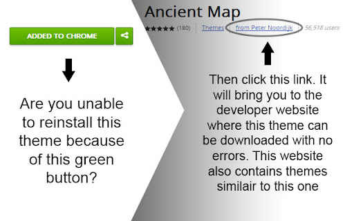 Map unable reinstall theme because green button? bring developer website where theme downloaded website contains themes similair 