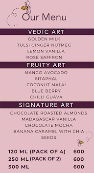 Artiste Handcrafted Ice cream menu 1