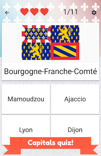 France Regions  -  flags, maps & capitals