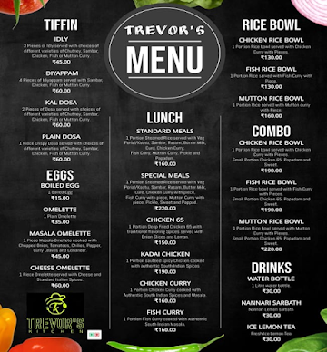 Trevor's Kitchen menu 