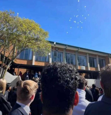 Balloons were released at the Northcliff High School on Monday in memory of matric pupil, Kyle Aiton who died at the weekend.