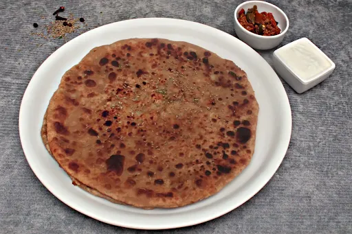 2 Ajwain Paratha With Curd And Pickle