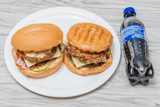 Jumbo Chicken With Grilled Chicken Burger And Cold Drinks