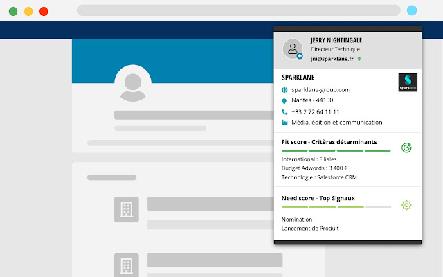 Sparklane: B2B accounts and contacts details chrome extension