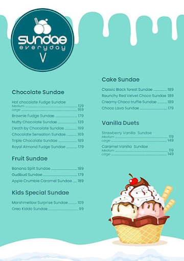 Sundae Everyday Ice Cream menu 