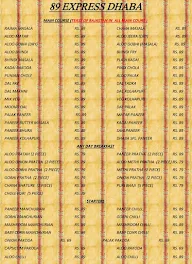 89 Express Dhaba menu 1