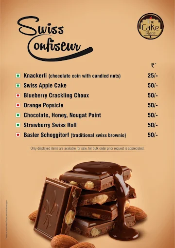 The Cake Place, Radisson Blu menu 