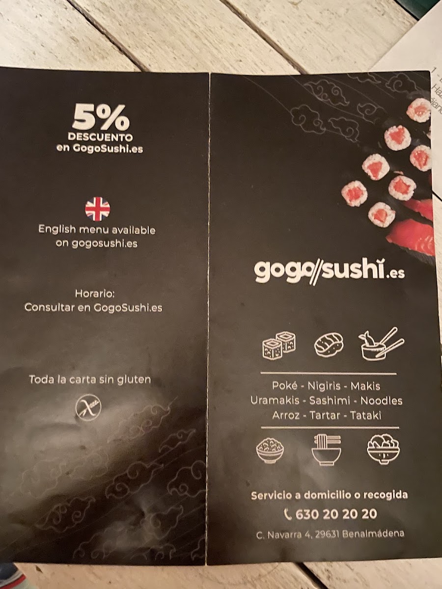 Gogo Sushi gluten-free menu