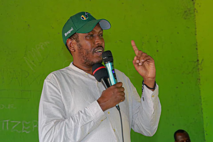 Fafi Member of Parliament Salah Yakub speaking during a public function in Bura East.