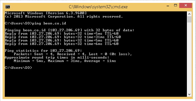 cara Ping CMD